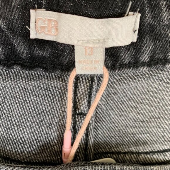 GB High Waisted Baggy Jeans Size 13 Distressed Black Denim Casual Rip Streetwear - Picture 11 of 16